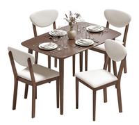 HOMCOM Ensemble table salle à manger avec 4 chaises, table de cuisine avec chaises pour 4 personnes, assise rembourrée, crème