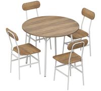 HOMCOM Ensemble table salle à manger avec 4 chaises, table de cuisine avec chaises pour 4 personnes, cadre en métal, naturel