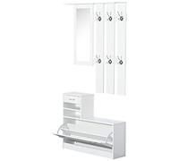 HOMCOM Ensembles 3 en 1 de Meuble d'Entrée Vestiaire Blanc