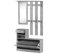 HOMCOM Ensembles 3 en 1 de Meuble d'Entrée Vestiaire Effet Béton Gris