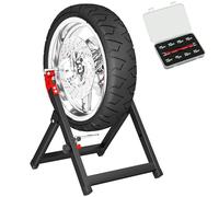 HOMCOM Équilibreuse Manuelle de Roues de Moto Aluminium et Acier, équilibrage des dommages de Roues Pliable, avec clé à Rayons, Compatible jusqu'à 21 Pouces, Noir