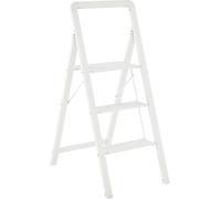 HOMCOM Escabeau Escabeau à 3 marches Antidérapant Escabeau pliant avec poignée Charge maximale 150 kg Construction légère Escabeau en aluminium 66,3 x 41,5 x 104,6 cm Blanc