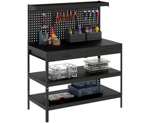 HOMCOM Établi d'Atelier Charge 272 kg Plan de Travail 122x61x156 cm Noir