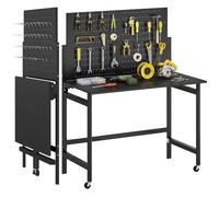 HOMCOM Établi d'Atelier Pliable à roulettes 120 kg 115x62x143,5cm Noir