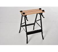 HOMCOM Établi Pliant établi de Serrage avec 4 Serre-Joints Table de Travail chevalet de sciage, Charge 150 kg, Structure en Acier, Plan de Travail pour Chantier Atelier Garage, 63,5x60,5x78cm, Noir