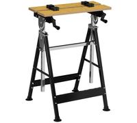 HOMCOM Établi Portable réglable 6 Niveaux, 4 Serre-Joints | Support d'outils d'atelier, table de scie pour menuisier, cadre en acier, capacité 100 kg
