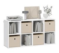 HOMCOM Étagère 8 Cube 4 Tiroirs Tissu 105.9x30x53.7 cm Blanc et Beige
