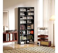 HOMCOM Etagère à CD avec 14 Étagères Réglables, Capacité de 640 CD/360 DVD, 78,5x24x175 cm, Noir