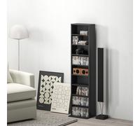 HOMCOM Etagère à CD avec 6 étagères réglables, Capacité de 260 CD / 120 DVD, 33x24x140 cm, Noir