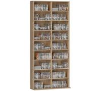 HOMCOM Étagère à CD pour jusqu'à 640 CD 78,5x24x175 cm, bois naturel | Étagère à DVD/Blu-ray, contient 640 CD/360 DVD/430 Blu-ray, étagères réglables, bibliothèque, rangement multimédia.