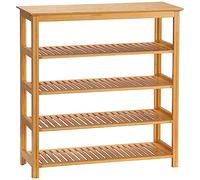 HOMCOM Étagère à Chaussures à 5 Niveaux, Porte-Chaussures en Bambou avec 4 étagères à Lattes, Rangement pour 16 Paires, pour Salon, entrée, Couloir et vestiaire, 80 x 29 x 82 cm, Effet Bois Naturel