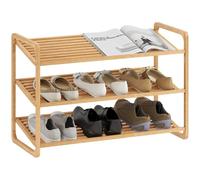 HOMCOM Étagère à Chaussures en Bambou à 3 Niveaux, Porte-Chaussures capacité 12 Paires, étagère de Rangement pour entrée, Couloir, Salon, 76 x 33 x 50,8 cm, Effet Bois Naturel