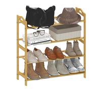 HOMCOM Étagère à Chaussures en Bambou à 4 Niveaux, Porte-Chaussures capacité 12 Paires, étagère de Rangement pour entrée, Couloir, Salon, 67,5 x 24,7 x 72 cm, Effet Bois Naturel