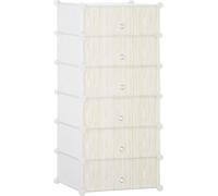 HOMCOM Étagère à chaussures Étagère en plastique pour 6 paires de chaussures Boîte à chaussures pour couloir DIY Étagère enfichable Rangement des chaussures Blanc 49 x 36,5 x 108 cm