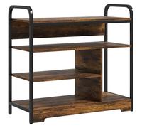 HOMCOM Étagère à Chaussures, Support à Chaussures à 4 Niveaux, poignée, pour Max. 11 Paires de Chaussures, Rangement à Chaussures pour entrée, Couloir, 70 x 30 x 65 cm, Brun Rustique