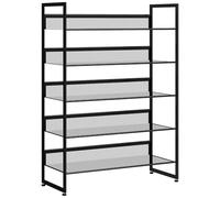 HOMCOM Étagère à chaussures, support à chaussures à 5 niveaux, rangement pour max. 15 paires de chaussures, organisateur de chaussures avec poignée pour entrée, chambre, acier, 72 x 30 x 102 cm, noir