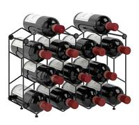 HOMCOM Étagère à vin pour 13 bouteilles avec design en nid d'abeille, pieds réglables, protection anti-basculement, porte-bouteilles de vin en métal pour cave, entrepôt, 43 x 15,5 x 31 cm, noir