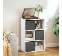 HOMCOM Étagère avec 6 compartiments et 3 tiroirs en tissu, étagère de rangement polyvalente, Gris