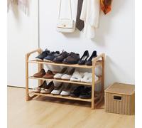 HOMCOM Étagère Bambou Naturel 9 Paires Chaussures 3 Niveaux Pratique | Aosom France