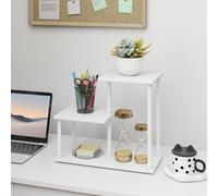 HOMCOM Étagère Bibliothèque de 3 Niveaux Effet Bois avec Cadre en Métal pour Bureau Cuisine 40x20x34,5 cm Blanc