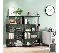 HOMCOM Etagère bibliothèque étagère à livres design contemporain en S 4 niveaux 80L x 30l x 145H cm coloris noir |Aosom France