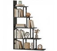 HOMCOM Étagère bibliothèque séparateur de pièce style industriel en escalier 5 étagères 102 x 30 x 160 cm coloris noir