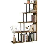HomCom Étagère séparateur style industriel en escalier 5 étagères 102×30×160 cm brun rustique