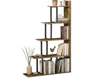HOMCOM Étagère Bibliothèque Style Industriel 102x30x160 cm Brun Rustique