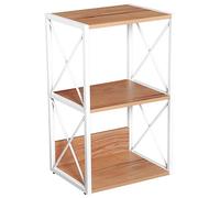 HOMCOM Étagère bibliothèque Style Industriel Contemporain 3 Niveaux 40L x 35l x 72H cm métal Blanc Panneaux Particules Coloris hêtre