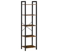 Bibliothèque Homcom Etagère bibliothèque style industriel H154 cm 5 étagères acier noir panneaux particules aspect bois vieilli