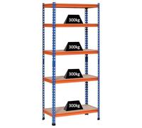 HOMCOM Étagère Charge Lourde en métal à 5 Niveaux étagère de Garage étagère de Rangement capacité 1500 kg 80 x 40 x 182 cm Bleu Orange