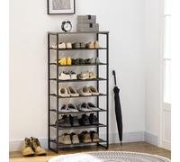 HOMCOM Étagère Chaussures Noire 8 Niveaux Capacité 21 Paires Design Élégant | Aosom France