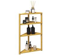 HOMCOM Étagère d'angle Bambou à 4 Niveaux Étagères de Rangement sur Pieds pour Salle de Bain, Cuisine dim. 37L x 34l x 79,5H cm Naturel