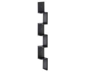 HOMCOM Étagère d'angle Murale à 5 Niveaux Hauteur 120 cm en Bois Noire | Forme de Zigzag