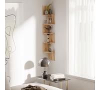 HOMCOM Étagère d'angle Murale de Rangement Forme Zigzag 20L x 20l x 126H cm 5 Niveaux Bois chêne Clair Description:Cette étagère d'angle au design zig zag apportera une touche d'esthétisme et original