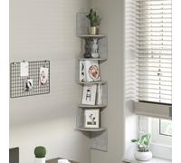 HOMCOM Étagère d'angle Murale de Rangement Forme Zigzag 20L x 20l x 126H cm 5 Niveaux Bois Gris