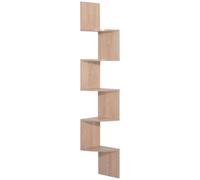 HOMCOM Étagère d'angle murale Zigzag 5 niveaux 20×20×126 cm Chêne clair