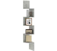 HomCom Étagère d'angle murale Zigzag 5 niveaux 20 x 20 x 126 cm Bois gris