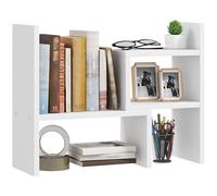 HOMCOM Étagère de Bureau modulable, Organisateur Multifonctionnel, étagère Bureau à Poser sur Bureau 2 pièces en Bois Blanc