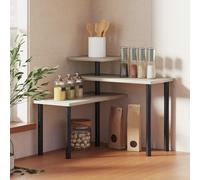 HOMCOM Étagère de Cuisine de 3 Niveaux avec 3 Étagères Rotatives Cadre Métallique et Conception Étagée pour Salle à Manger Salon Naturel