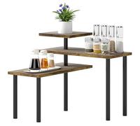 HOMCOM Étagère de Cuisine rotative à 3 Niveaux, étagère d'angle Moderne, Cadre en métal, étagère de Rangement pour Cuisine, Brun Rustique