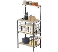 HOMCOM Étagère de cuisine, support pour micro-ondes, avec panneau grillagé, 8 crochets, 60 x 42 x 134,5 cm, chêne