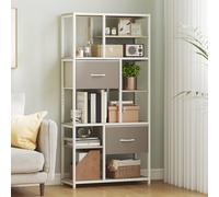 HOMCOM Étagère de rangement 6 niveaux, bibliothèque avec 2 tiroirs en tissu, 9 étagères ouvertes, 72,5 x 30 x 150 cm, blanc