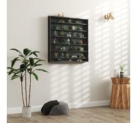 HOMCOM Étagère de Rangement à 6 Étagères Ajustables en Bois avec Portes en Verre, 80x9.5x83 cm, Noir