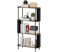 HOMCOM Étagère de rangement, bibliothèque à 4 niveaux avec panneaux latéraux incurvés, cadre en acier, 80x30x141cm, marron