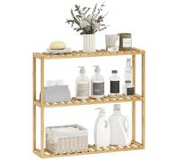 HOMCOM Étagère de Rangement en Bambou réglable, étagère de Salle de Bain à 3 Niveaux, à Poser ou Murale, pour Chambre, Cuisine, Salon, Salle de Bain, 60 x 15 x 54 cm, Effet Bois Naturel