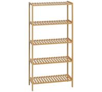 HOMCOM Étagère de Rangement, étagère en Bambou à 5 Niveaux, bibliothèque pour Salon, Chambre et Bureau, 60 x 26 x 130 cm, Bois Naturel