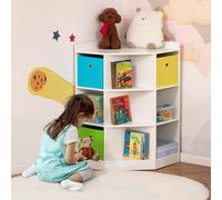 HOMCOM Étagère de rangement pour enfants, 3 tiroirs en tissu non-tissé, MDF, anti-basculement, Blanc