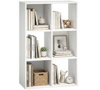 HOMCOM Étagère de rangement style industriel, bibliothèque avec 6 compartiments, étagère autoportante pour salon, étude, blanc effet bois