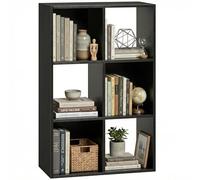HOMCOM Étagère de rangement style industriel, bibliothèque avec 6 compartiments, étagère autoportante pour salon, étude, noir effet bois